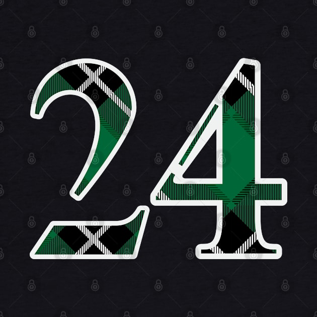 24 Sports Jersey Number Green Black Flannel by Design_Lawrence